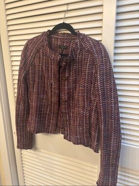 rag & bone Burgundy Multi-Tone Tweed Button Jacket